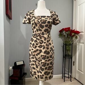NEW Banana Republic Mad Men Tailored Career Classic Leopard Sheath Dress 2P NWT